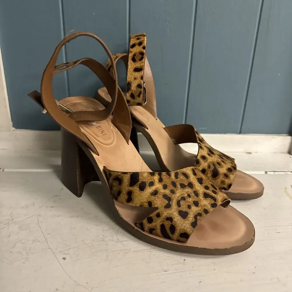 Gianni‎ Bini Marilane Leopard Calfhair Sandals Women's Size 9M
